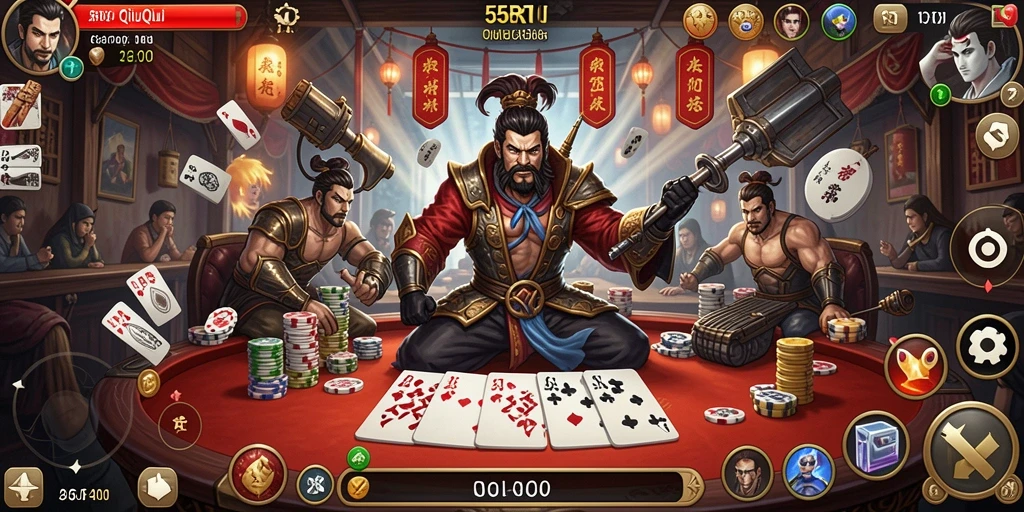 Tampilan gameplay seru dalam game QiuQiu 55RT.