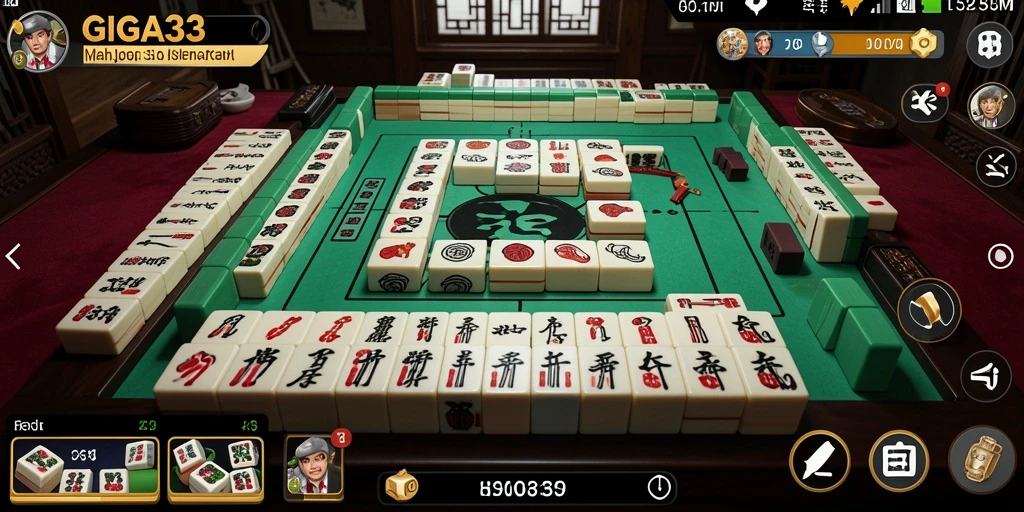 Screenshot GIGA33 menampilkan aksi seru dalam permainan Mahjong.