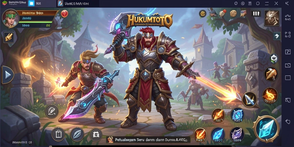 Screenshot gameplay HUKUMTOTO menunjukkan aksi seru dalam pertempuran ARPG.