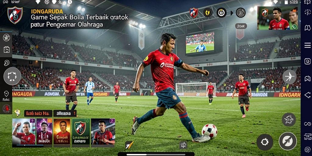 Screenshot gameplay IDNGARUDA menampilkan aksi seru permainan sepak bola.