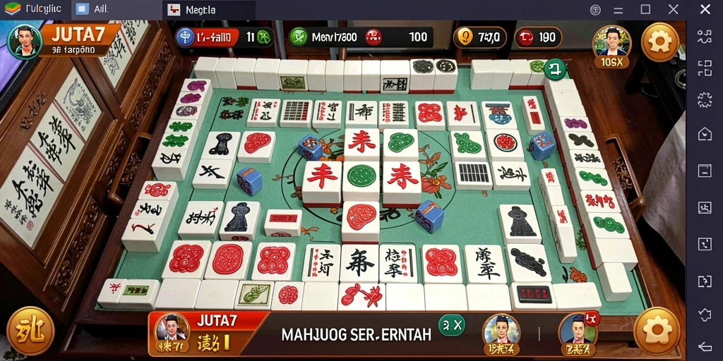 Tampilan permainan Mahjong yang memukau dan interaktif di JUTA7.