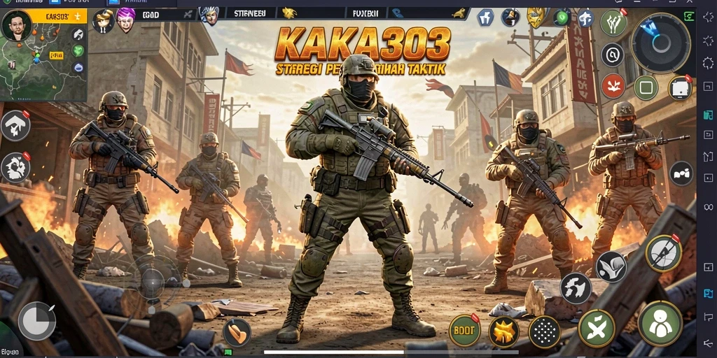 Screenshot menampilkan aksi pertempuran strategis dalam KAKA303.