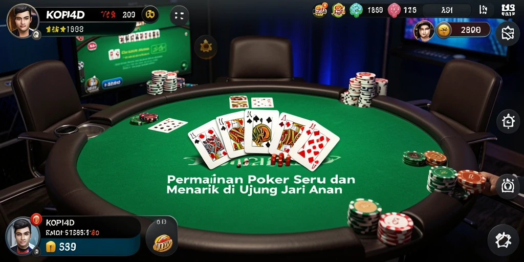 Tampilan gameplay KOPI4D yang mendebarkan di meja poker.