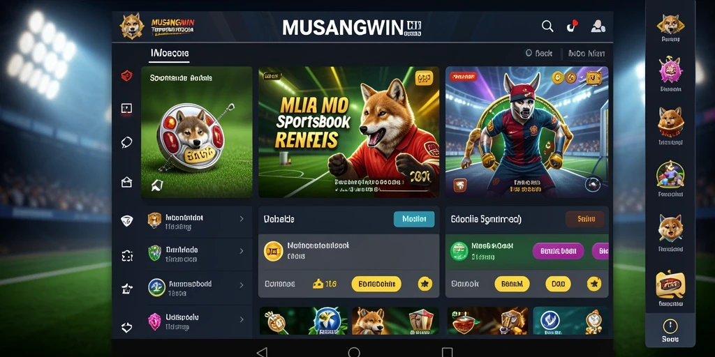 Screenshot utama MUSANGWIN menampilkan tampilan taruhan olahraga yang menarik.