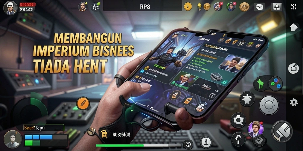 Screenshot gameplay RP8 yang menunjukkan pengelolaan bisnis yang cerdas.
