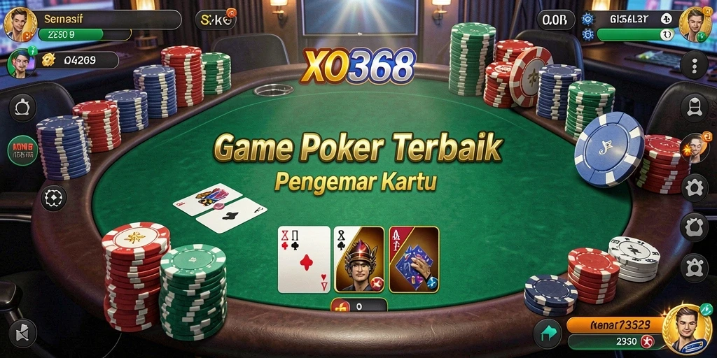 Screenshot gameplay XO368 menunjukkan pertarungan poker yang seru dan mendebarkan.