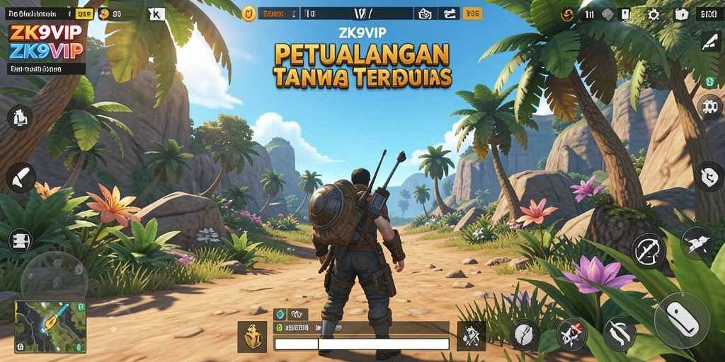Screenshot gameplay ZK9VIP yang menunjukkan dunia terbuka yang luas.